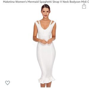White Peplum hem midi bandage dress